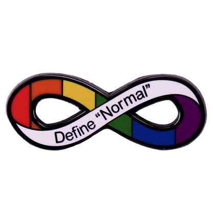 Infinite symbol with rainbow colors and 'Define Normal' text on a white background