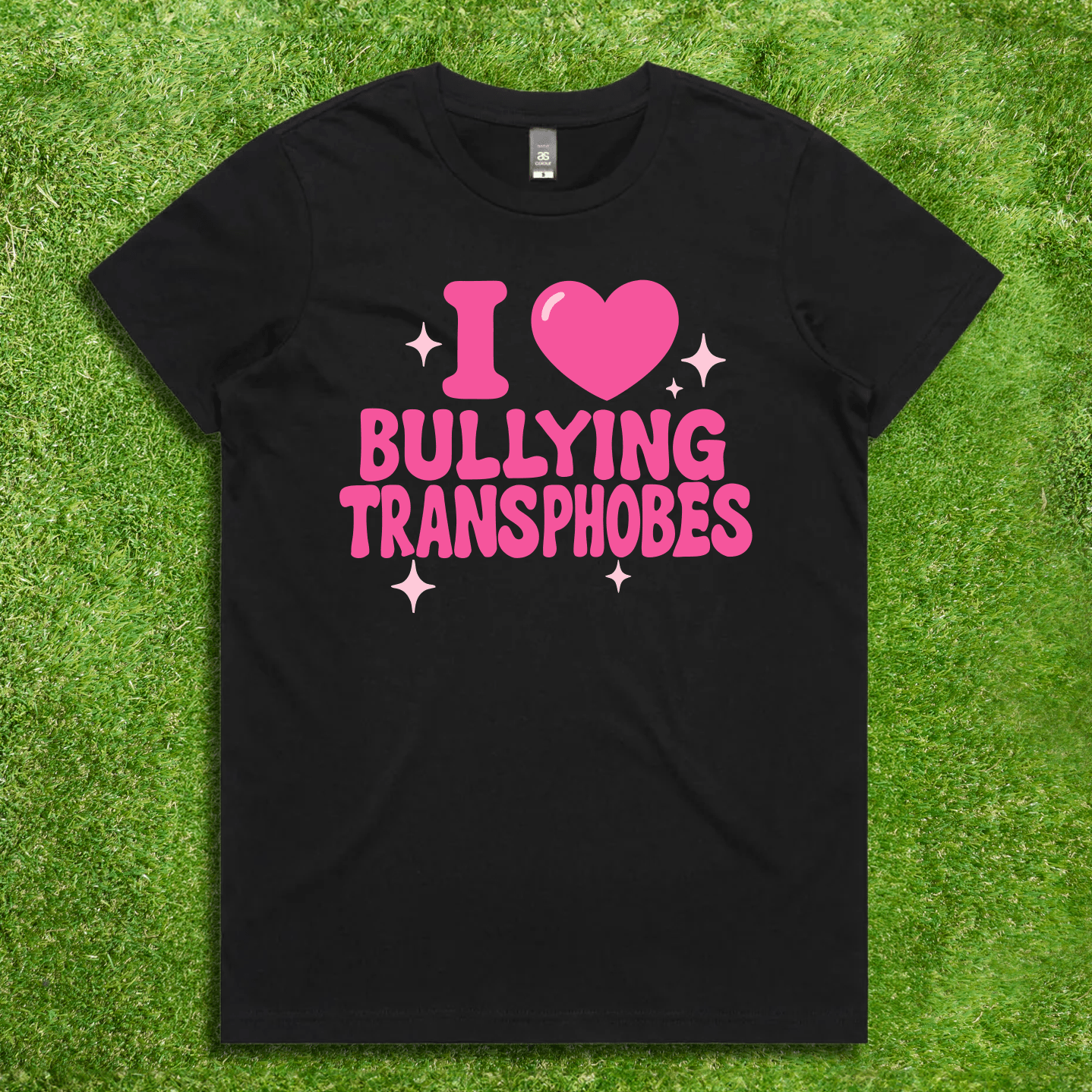 I 🩷 Bullying Transphobes - Local hand printed t-shirt