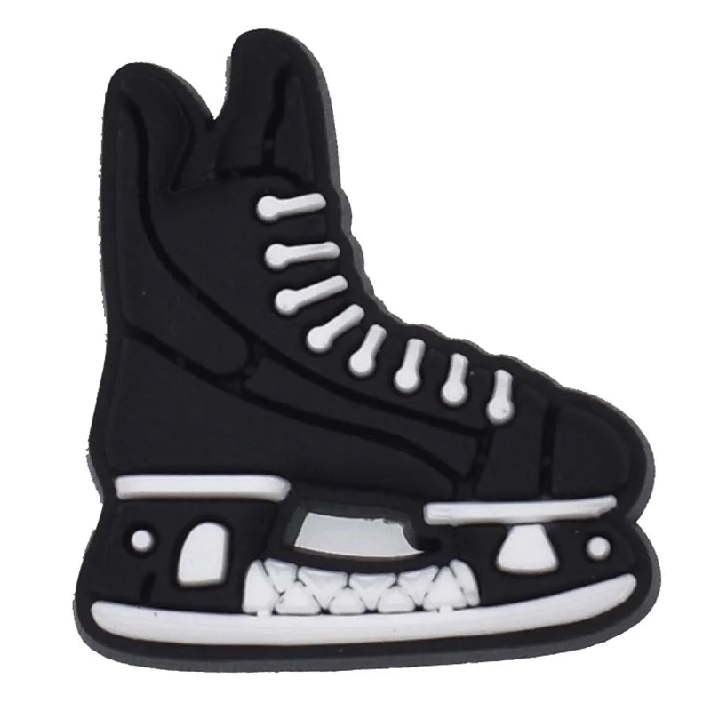 Bauer black ice hockey skate Jibbitz. The vibrant Ice Hockey, Ice Skate and Roller Skate shoe charms add a playful touch.