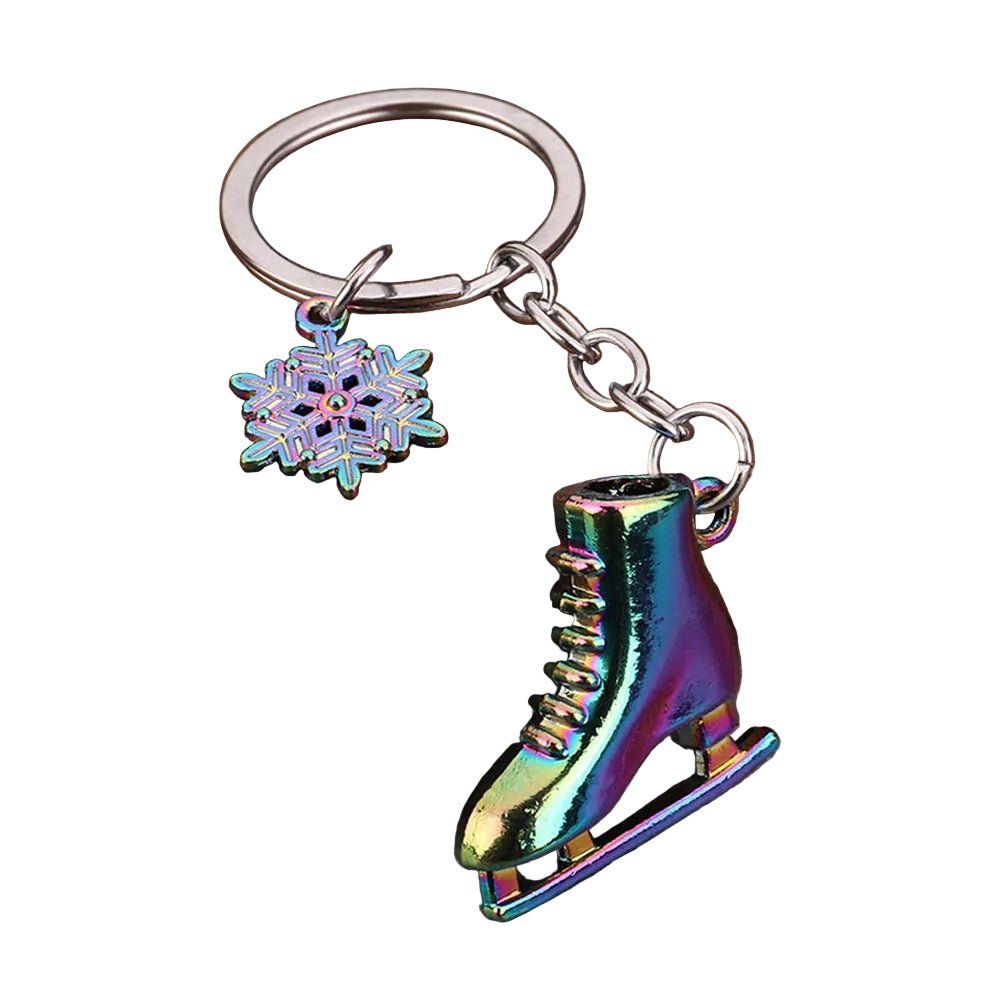 Keychain with colorful ice skate and snowflake charm