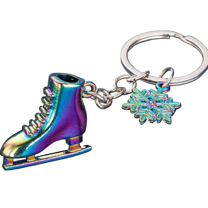 Keychain with ice skate and snowflake charm