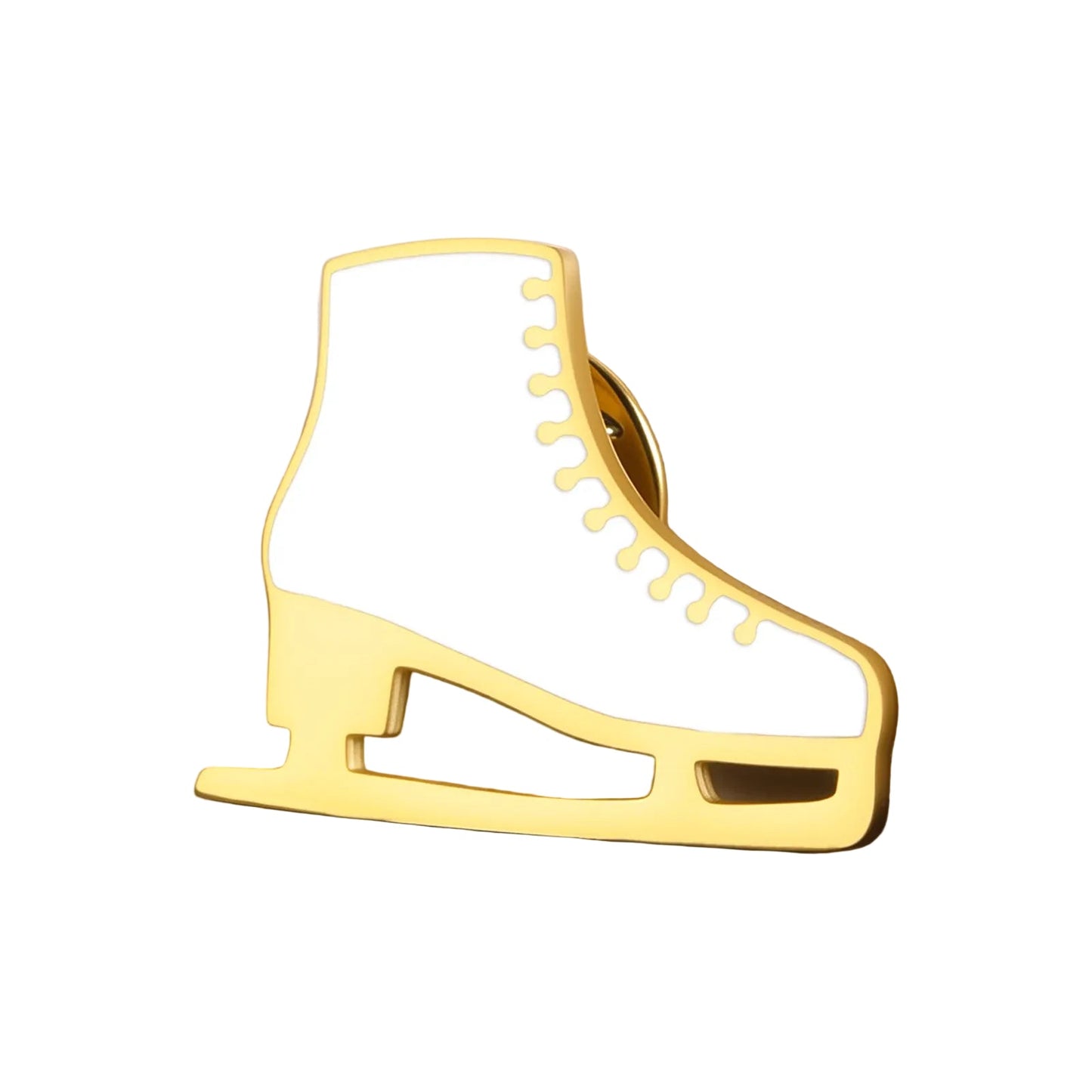 Gold and Silver figure skater ice skate pin