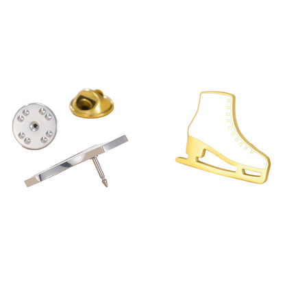 Gold and Silver figure skater ice skate pin