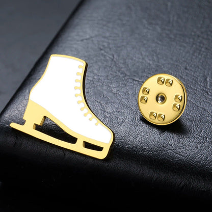 Gold and Silver figure skater ice skate pin