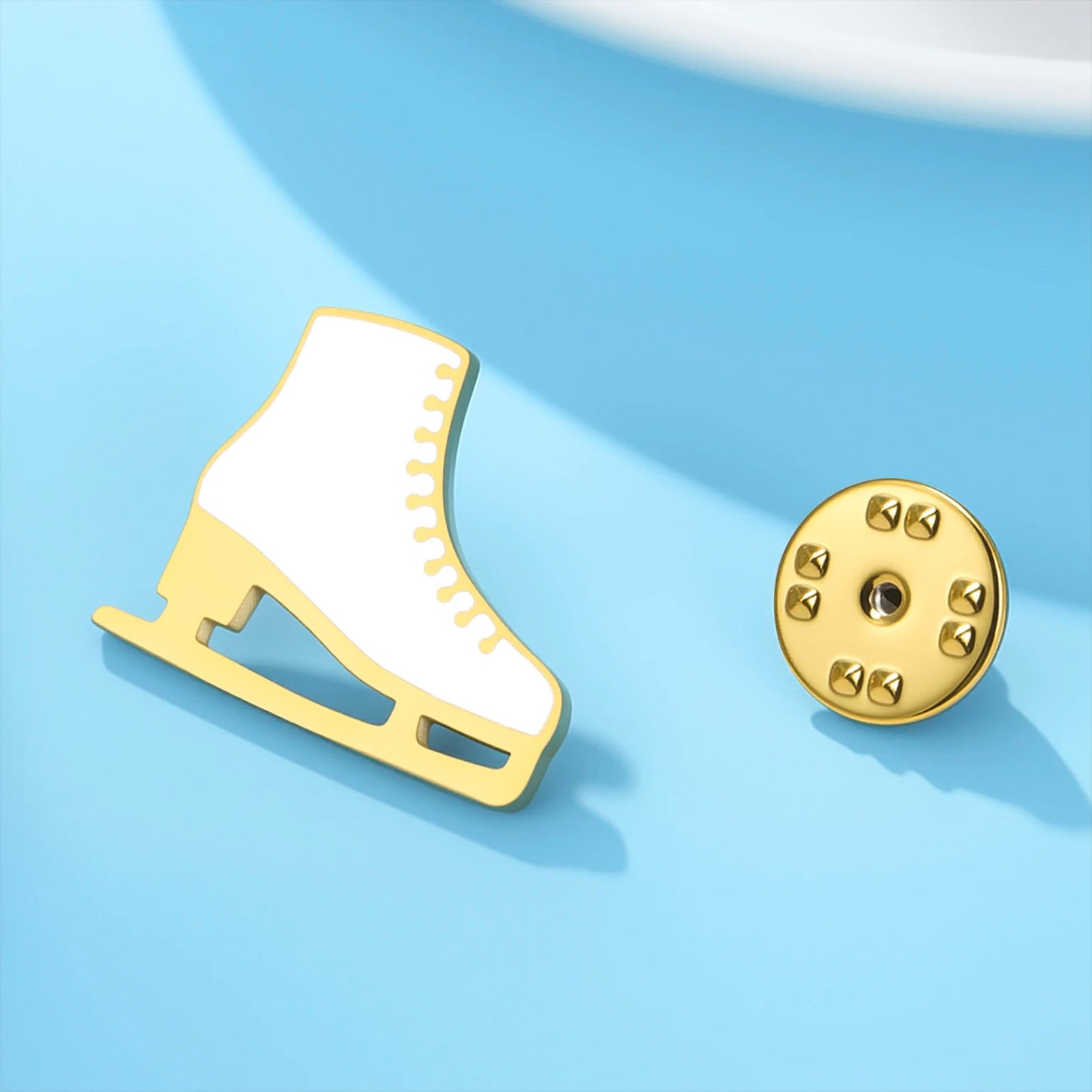 Gold and Silver figure skater ice skate pin
