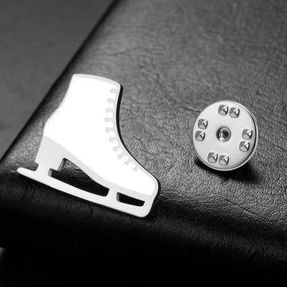 Gold and Silver figure skater ice skate pin