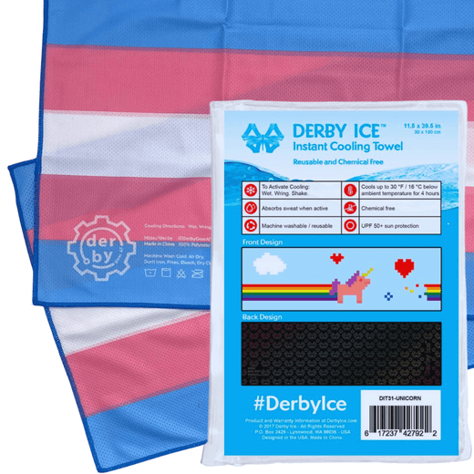 Instant Cooling Towel - Trans, Bisexual, Lesbian, Rainbow Unicorn, Zebra, Black - by Derby Ice