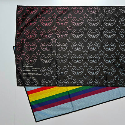 Instant Cooling Towel - Trans, Bisexual, Lesbian, Rainbow Unicorn, Zebra, Black - by Derby Ice