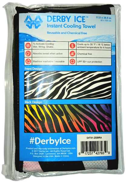 Instant Cooling Towel - Trans, Bisexual, Lesbian, Rainbow Unicorn, Zebra, Black - by Derby Ice