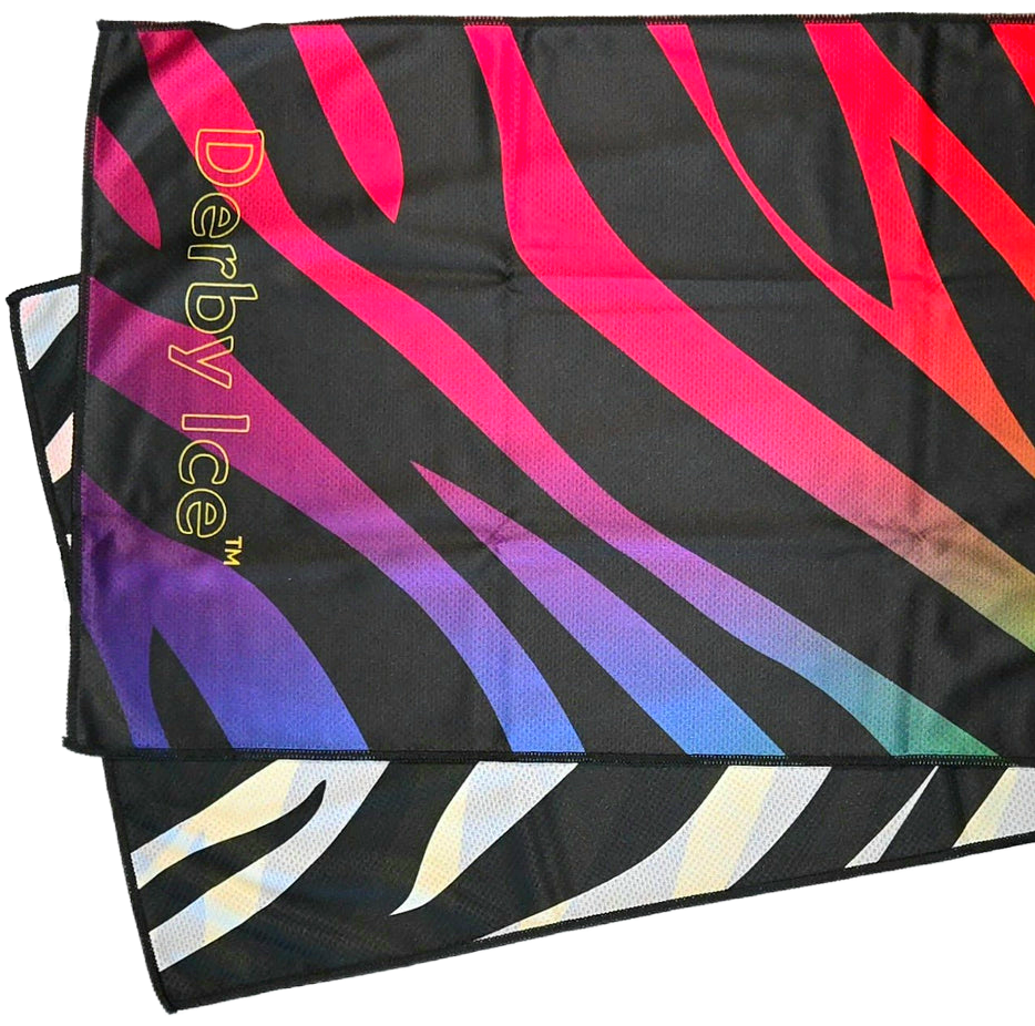 Instant Cooling Towel - Trans, Bisexual, Lesbian, Rainbow Unicorn, Zebra, Black - by Derby Ice