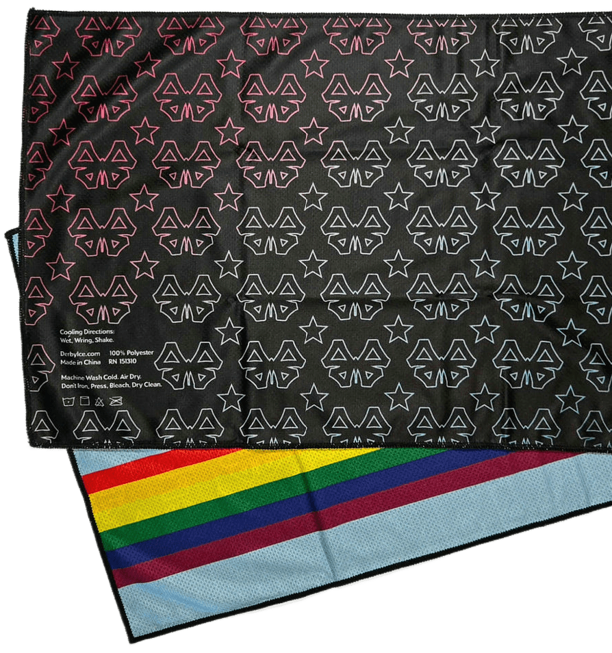 Instant Cooling Towel - Trans, Bisexual, Lesbian, Rainbow Unicorn, Zebra, Black - by Derby Ice