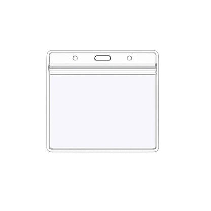 A clear plastic ID badge holder sleeve 