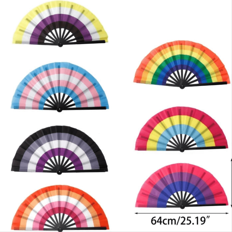 Large Folding Fan - Rainbow, Lesbian, Bi, Trans, Non - binary, Pansexual, Asexual pride flags - Gay SkateLarge Folding Fan - Rainbow, Lesbian, Bi, Trans, Non - binary, Pansexual, Asexual pride flagsskate accessoriesGay SkateGay Skate14:200013902#7