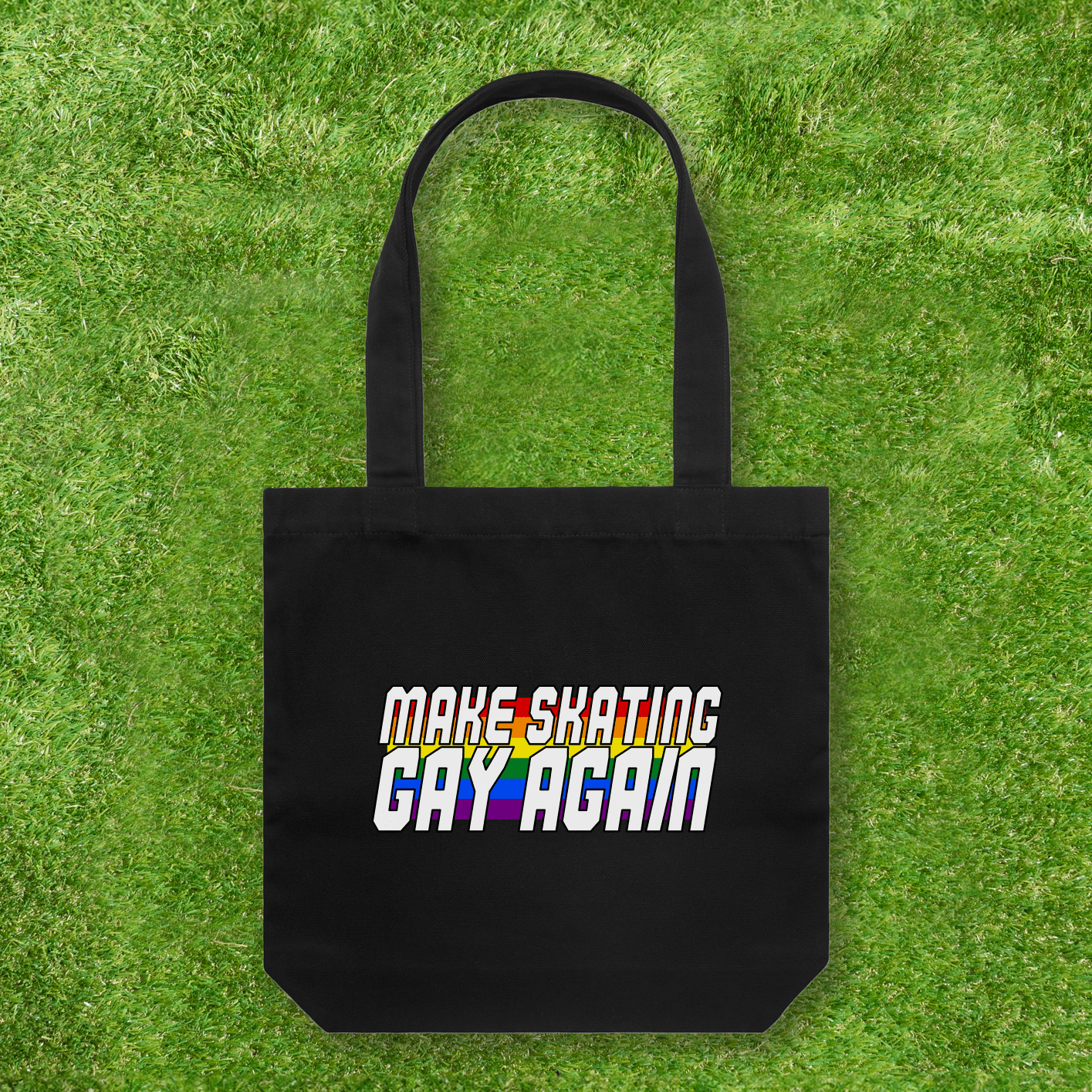 Large printed Cotton Canvas Tote Bag - Black - Gay SkateLarge printed Cotton Canvas Tote Bag - Blackskate accessoriesGay SkateGay Skate