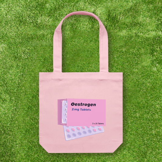 Large printed Cotton Canvas Tote Bag - Pink Pink