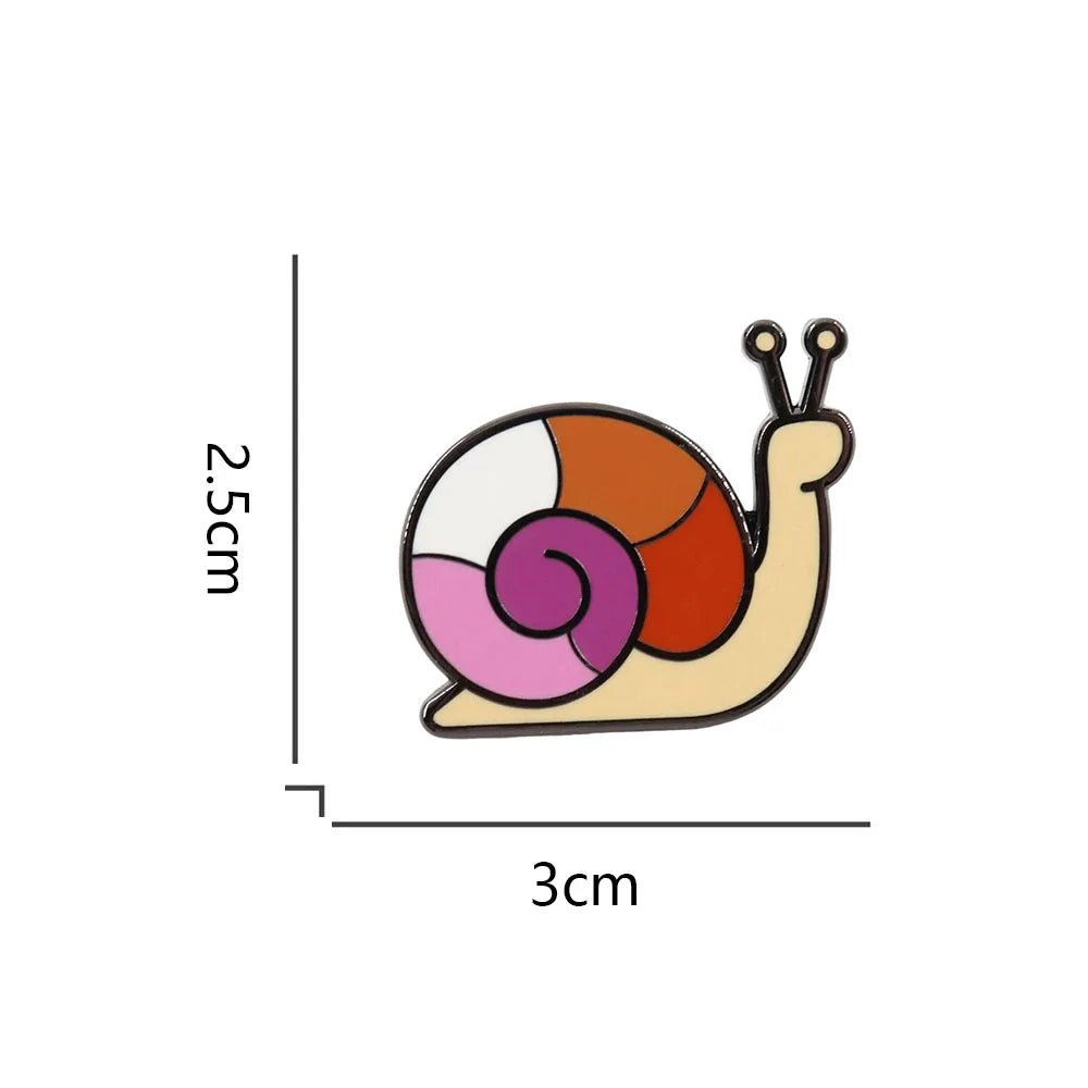 Lesbian pride flag snail enamel pin