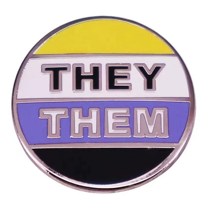 They Them non-binary pride flag badge