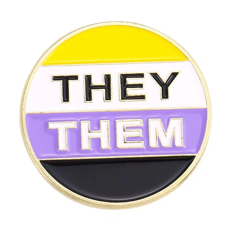 THEY THEM enby pronoun badge