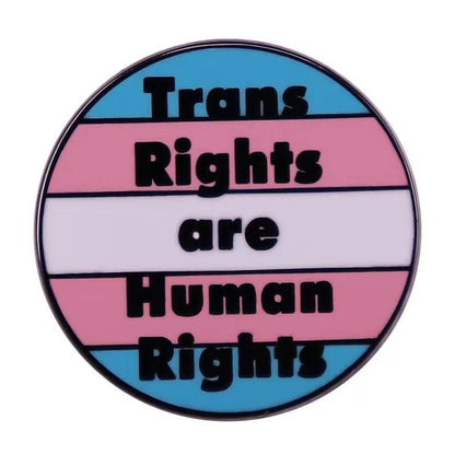 Trans Rights are Human Rights trans pride flag badge