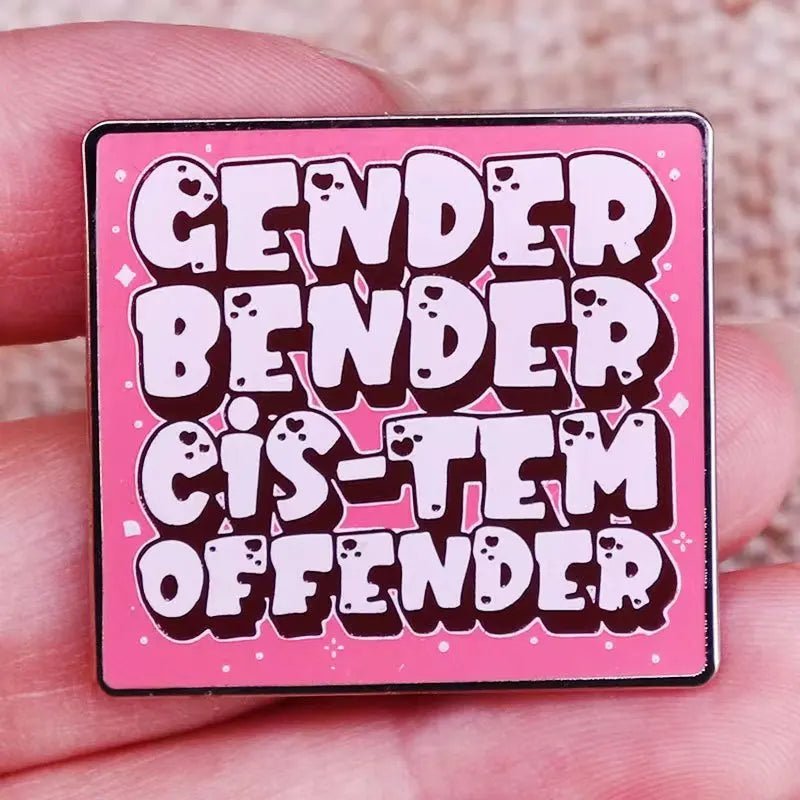 Gender Bender Cis-Tem Offender pink pride badge