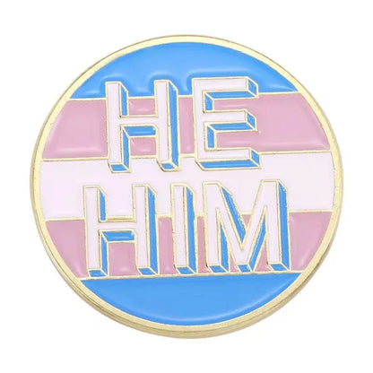 He Him trans pride badge