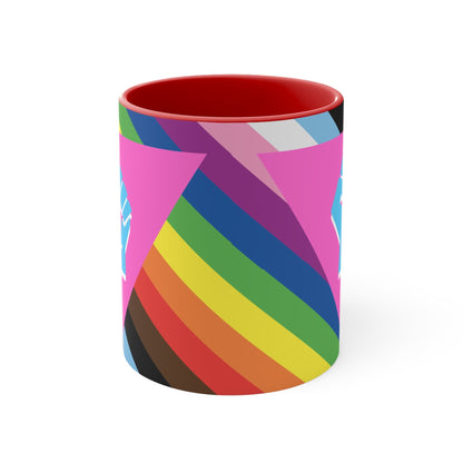 LGBTQ Pink Triangle queer & trans resistance- colourful accent mug