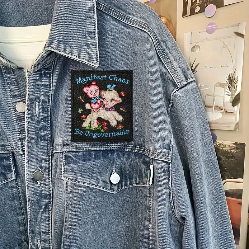Manifest Chaos Be Ungovernable - kitsch embroidered iron-on patch