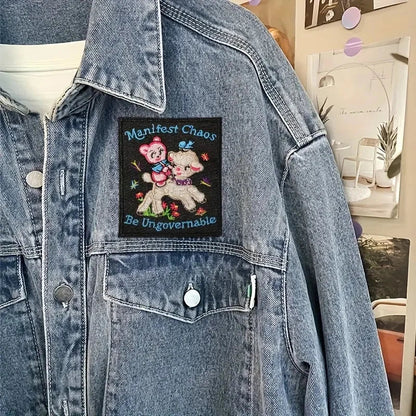 Manifest Chaos Be Ungovernable - kitsch embroidered iron-on patch