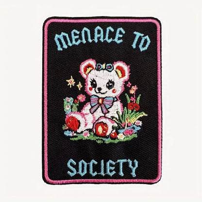 Menace To Society - teddy bear embroidered patch