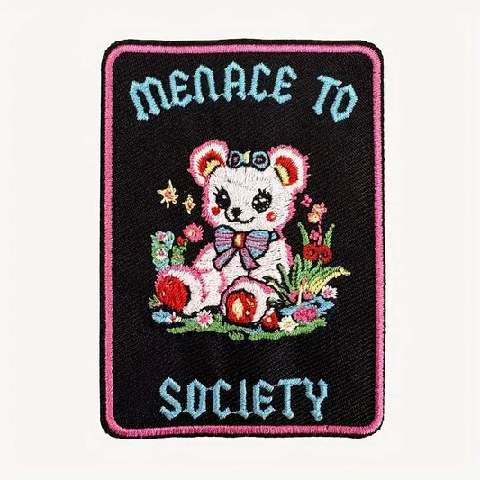 Menace To Society - teddy bear embroidered patch