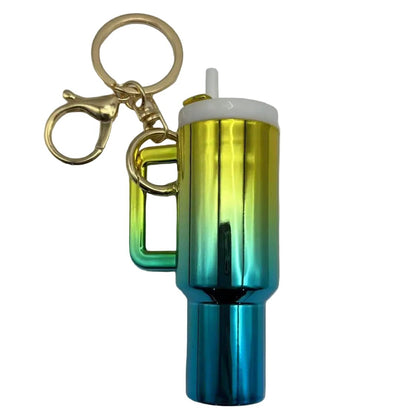Metallic Mini Stanley Cup Keychain - lots of colours Blue Yellow