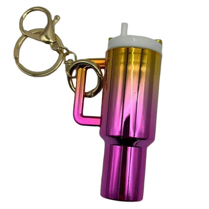 Metallic Mini Stanley Cup Keychain - lots of colours Purple Yellow