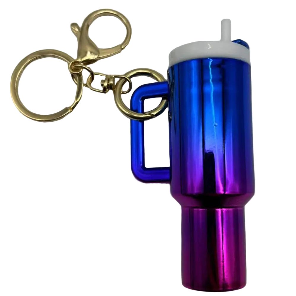 Metallic Mini Stanley Cup Keychain - lots of colours Purple Blue