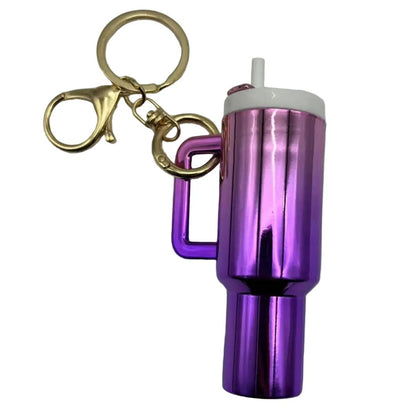 Metallic Mini Stanley Cup Keychain - lots of colours Purple Pink