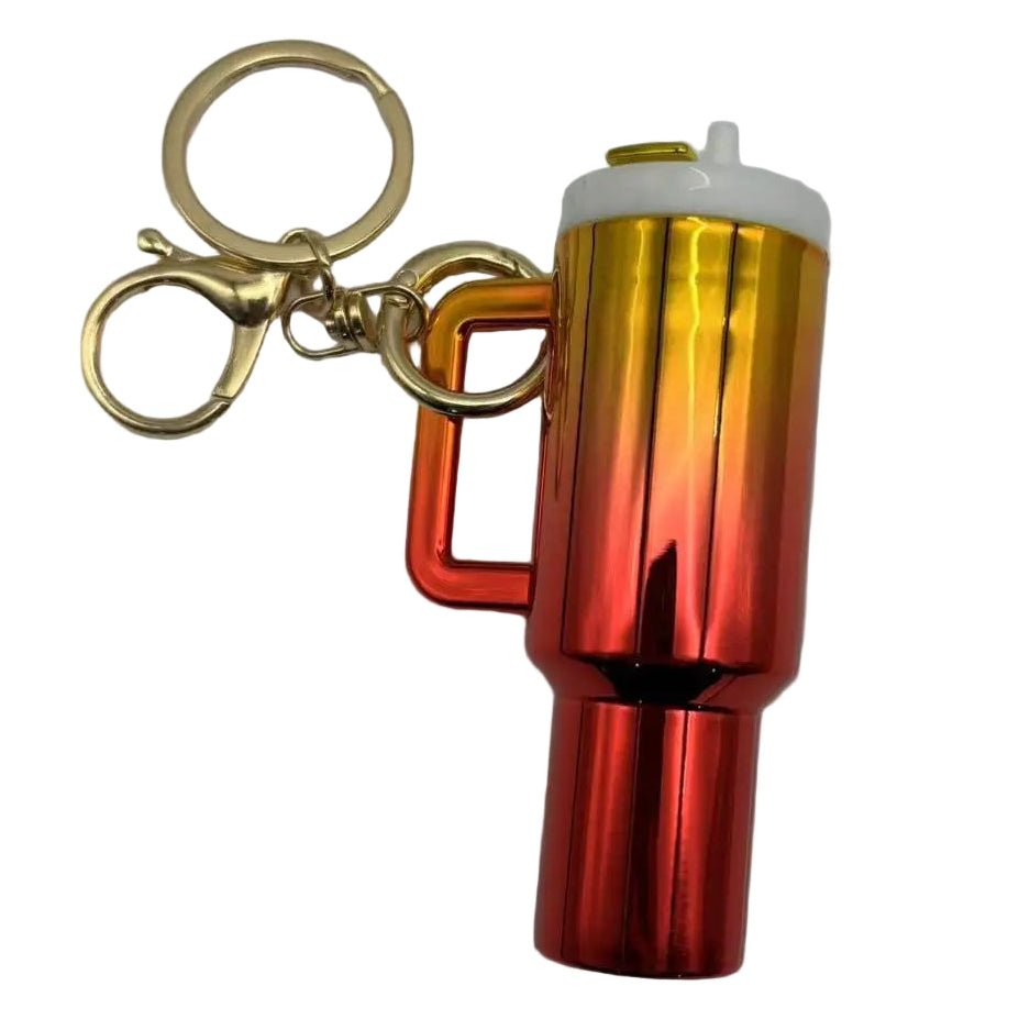 Metallic Mini Stanley Cup Keychain - lots of colours Orange Yellow