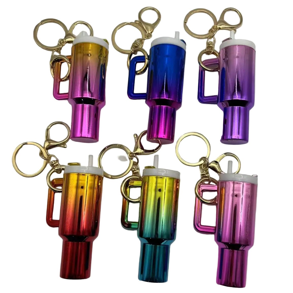 Metallic Mini Stanley Cup Keychain - lots of colours Set of 6
