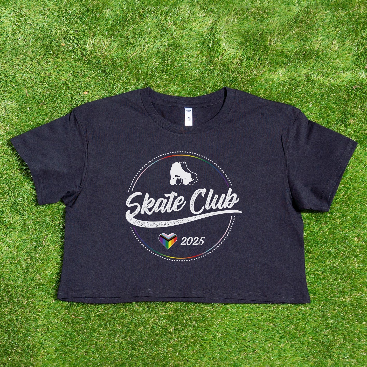 NEW!! SKATE CLUB 2025 progress pride - locally printed crop tee - Gay SkateNEW!! SKATE CLUB 2025 progress pride - locally printed crop teeT-ShirtGay SkateGay Skate