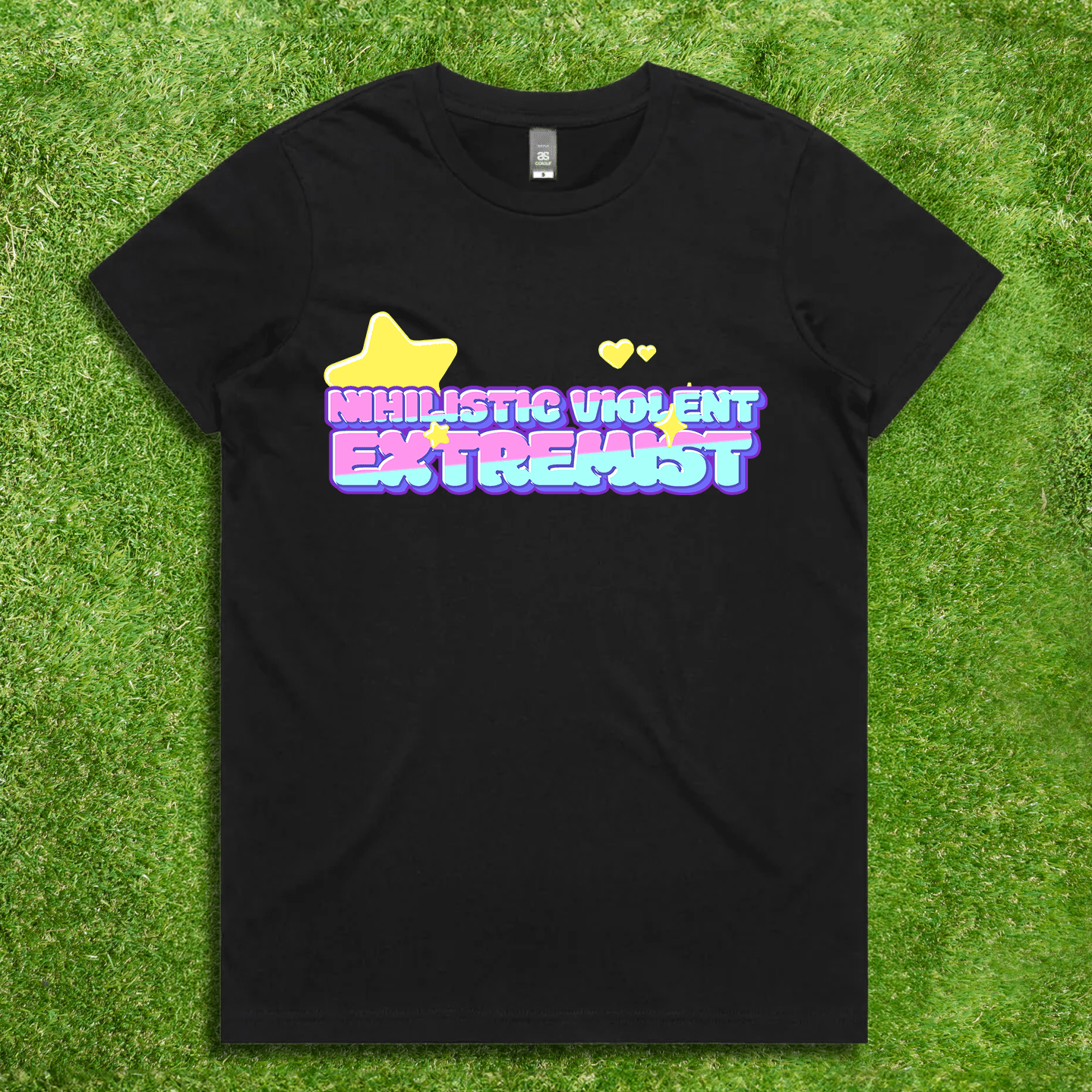 Nihilistic Violent Extremist - Local hand printed satire t-shirt