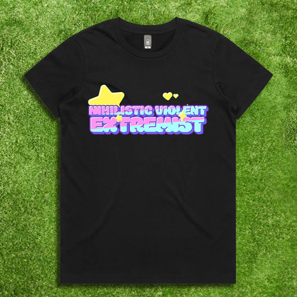Nihilistic Violent Extremist - Local hand printed satire t-shirt