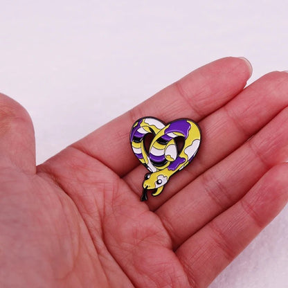 Non-Binary Gender Snake Enamel Pin LGBTQ+ Pride Jewelry Accessories