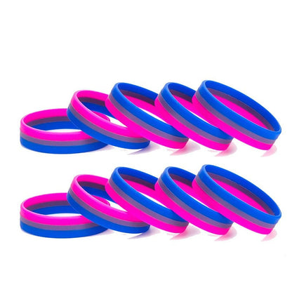 Bisexual pride flag silicone wrist bands