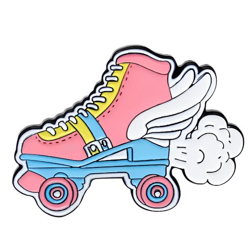 Pansexual Pride Flag subtle pride badge. Roller skate pin. Gay skate pride. Pan flag. Retro rollerskate accessory