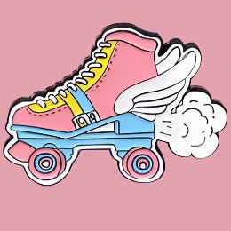 Roller skate with wings badge