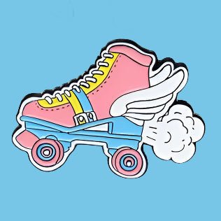 Quad roller skate roller derby enamel pin