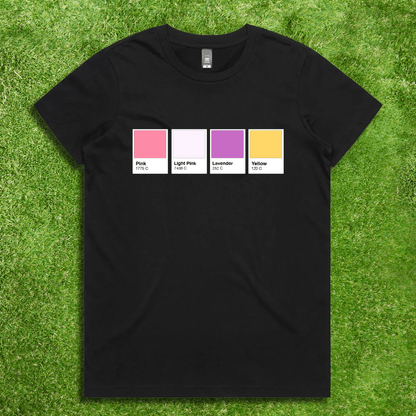 Pantone Pride Flag - Local hand printed unisex t-shirt - rainbow, trans, non-binary, lesbian, saphhic pan, bi, ace, aro