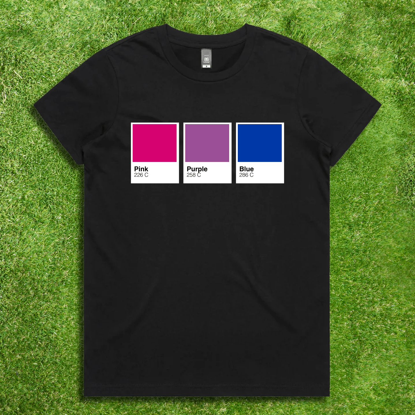 Pantone Pride Flag - Local hand printed unisex t-shirt - rainbow, trans, non-binary, lesbian, saphhic pan, bi, ace, aro