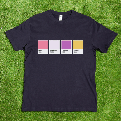 Pantone Pride Flag - Local hand printed unisex t-shirt - rainbow, trans, non-binary, lesbian, saphhic pan, bi, ace, aro