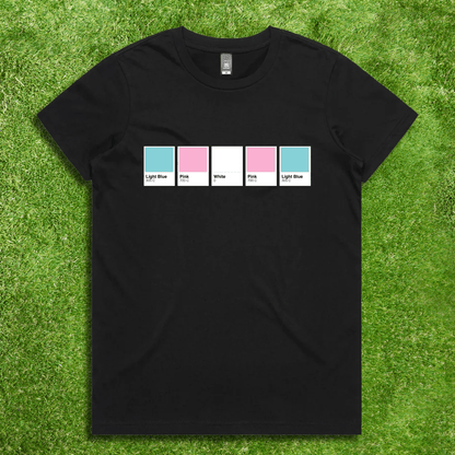 Pantone Pride Flag - Local hand printed unisex t-shirt - rainbow, trans, non-binary, lesbian, saphhic pan, bi, ace, aro
