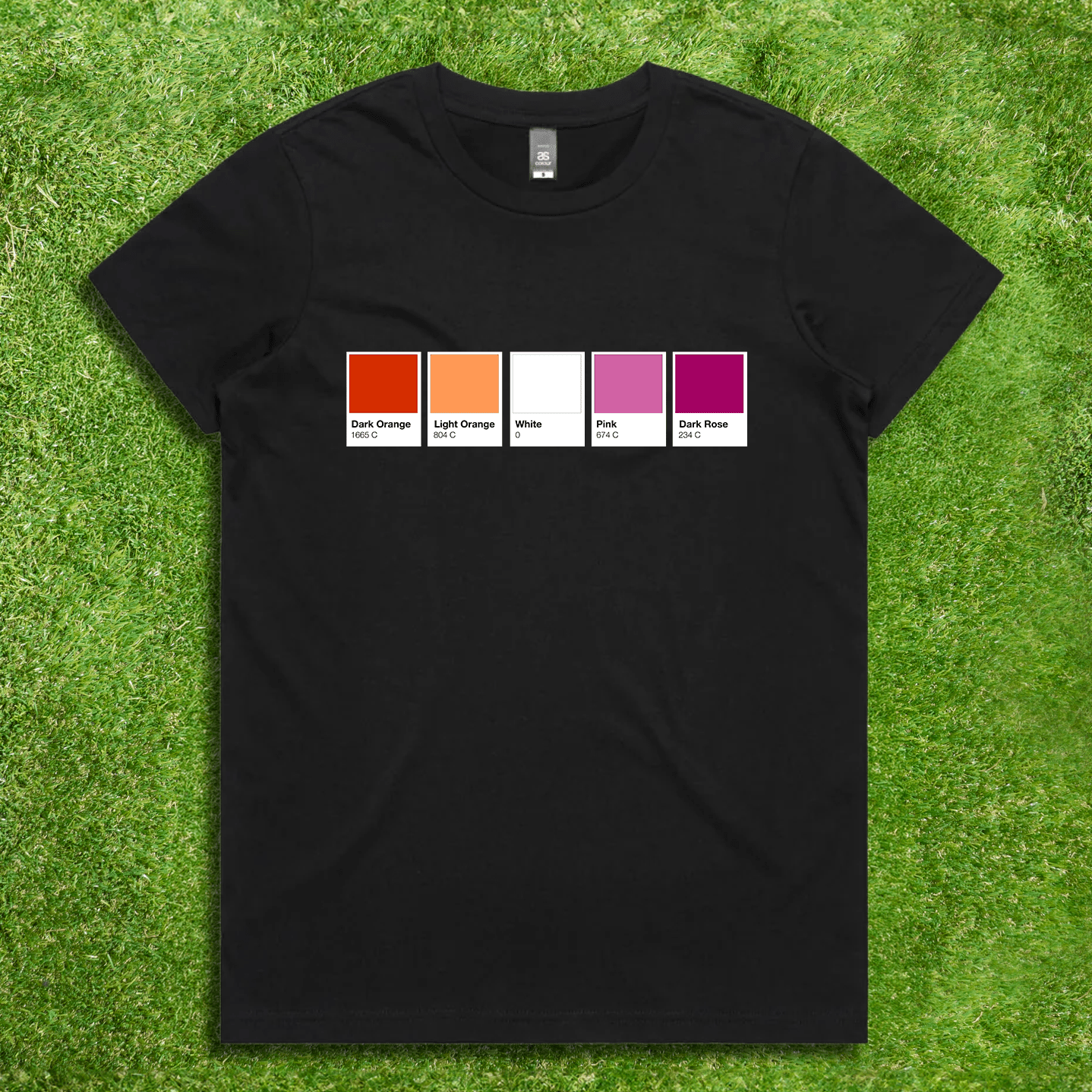 Pantone Pride Flag - Local hand printed unisex t-shirt - rainbow, trans, non-binary, lesbian, saphhic pan, bi, ace, aro