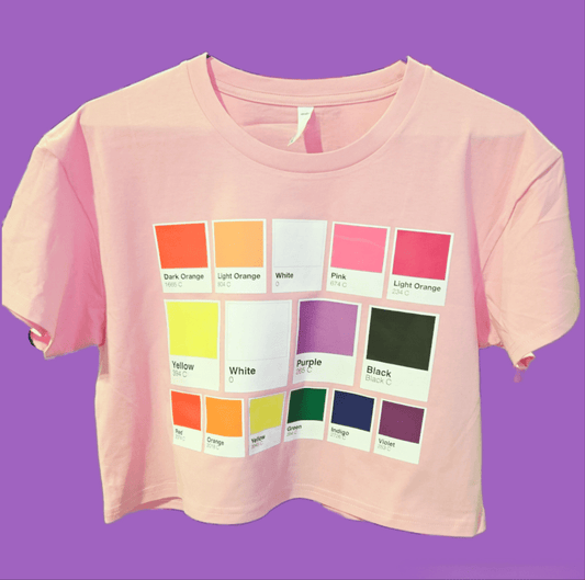 Stacked custom pantone pride flag t-shirt. AS Colour WO crop tee. 100% cotton LGBT pride shirt